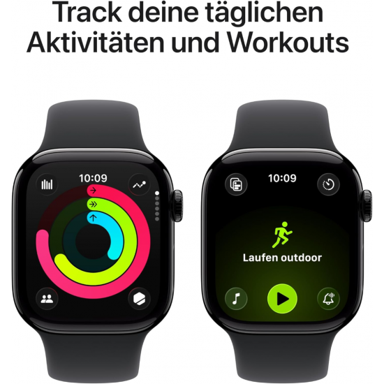 Apple Watch Series 11 (GPS, 42mm) - Jet Black Aluminium Case with M/L Black Sport Band