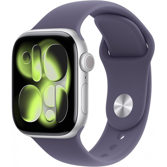 Apple Watch Series 11 (GPS, 46mm) - Silver Aluminium Case with M/L Purple Fog Sport Band