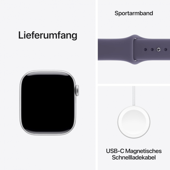 Apple Watch Series 11 (GPS, 42mm) - Silver Aluminium Case with M/L Purple Fog Sport Band Apple Watch Series 11 (GPS, 42mm) - Silver Aluminium Case with M/L Purple Fog Sport Band