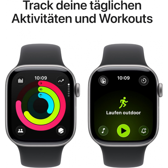 Apple Watch Series 11 (GPS, 46mm) - Space Grey Aluminium Case with M/L Black Sport Band
