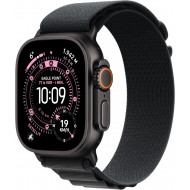 Apple Watch Ultra 3. Generation (GPS, Cellular, 49 mm) – Schwarzes Titangehäuse mit schwarzem Alpine Loop Large