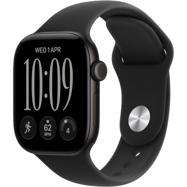 Apple Watch Series 12 (GPS, 42mm) - Aluminiumgehäuse Schwarz, Sportarmband Schwarz - S/M