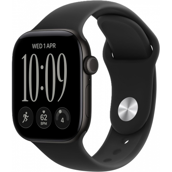Apple Watch Series 12 (GPS, 42mm) - Aluminiumgehäuse Schwarz, Sportarmband Schwarz - M/L