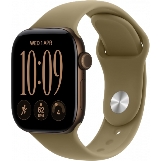 Apple Watch Series 12 (GPS, 42mm) - Aluminiumgehäuse Dunkelbronze, Sportarmband Oliv - M/L