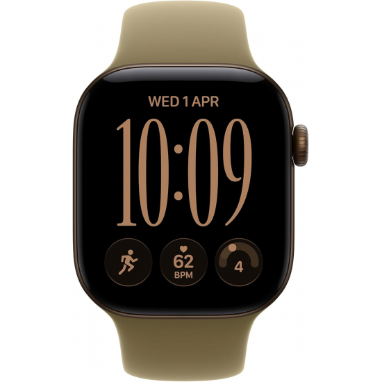 Apple Watch Series 12 (GPS, 42mm) - Aluminiumgehäuse Dunkelbronze, Sportarmband Oliv - M/L