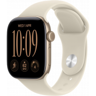 Apple Watch Series 12 (GPS, 42mm) - Aluminiumgehäuse Lichtgold, Sportarmband Sand - M/L
