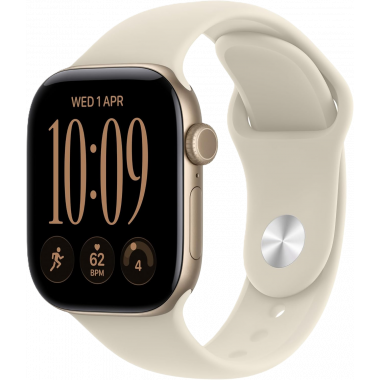 Apple Watch Series 12 (GPS, 42mm) - Aluminiumgehäuse Lichtgold, Sportarmband Sand - M/L