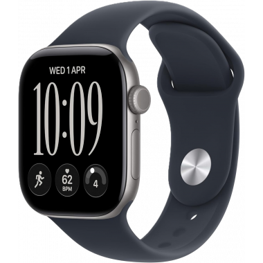 Apple Watch Series 12 (GPS, 42mm) - Aluminiumgehäuse Space Grau, Sportarmband Navyblau - S/M