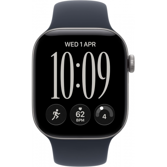 Apple Watch Series 12 (GPS, 42mm) - Aluminiumgehäuse Space Grau, Sportarmband Navyblau - M/L