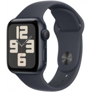 Apple Watch SE 2. Generation (2024, GPS, 40 mm) Smartwatch mit Aluminiumgehäuse in Mitternacht und Sportarmband in Mitternacht (M/L)