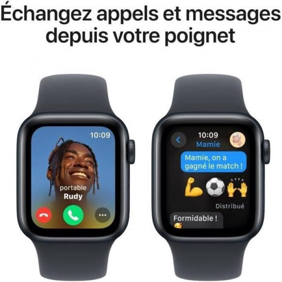 Apple Watch SE 2. Generation (2024, GPS, 40 mm) Smartwatch mit Aluminiumgehäuse in Mitternacht und Sportarmband in Mitternacht (M/L)