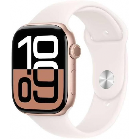 Apple Watch Series 10 (GPS, 42mm) - Rose Gold Aluminium Gehäuse mit S/M Light Blush Band