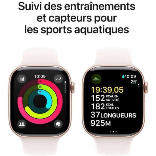 Apple Watch Series 10 (GPS, 42mm) - Rose Gold Aluminium Gehäuse mit S/M Light Blush Band