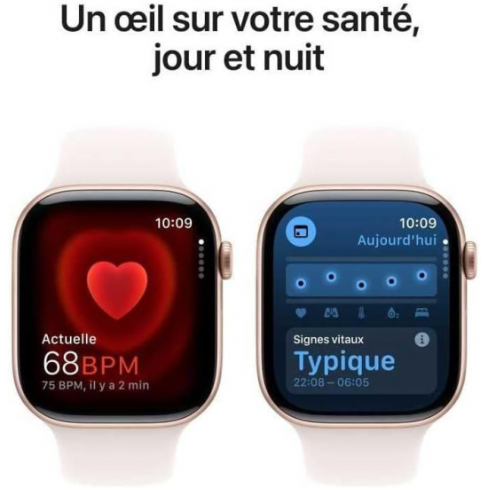 Apple Watch Series 10 (GPS, 42mm) - Rose Gold Aluminium Gehäuse mit S/M Light Blush Band