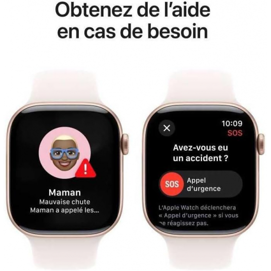 Apple Watch Series 10 (GPS, 42mm) - Rose Gold Aluminium Gehäuse mit S/M Light Blush Band