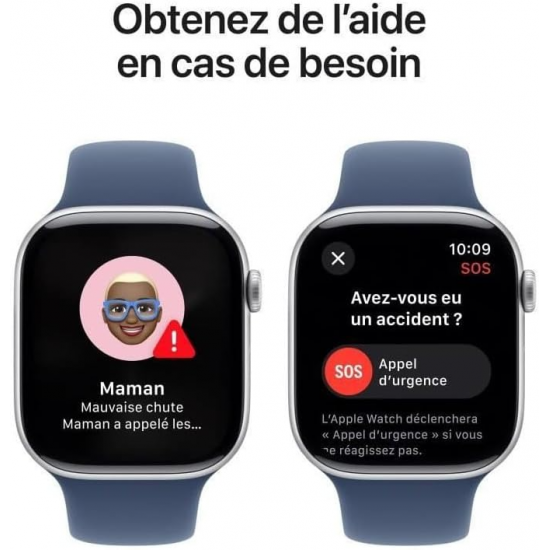Apple Watch Series 10 (GPS, 46mm) - Silbernes Aluminiumgehäuse mit M/L Denim Sportband
