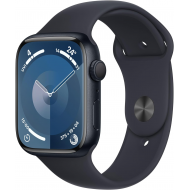 Apple Watch Series 9 (GPS, 45 mm) – Midnight-Aluminiumgehäuse mit M/L Midnight-Sportarmband