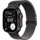 Apple Watch Ultra 3. Generation (GPS, Cellular, 49 mm) – Schwarzes Titangehäuse mit schwarzem Titan-Milanese-Armband (mittelgroß)