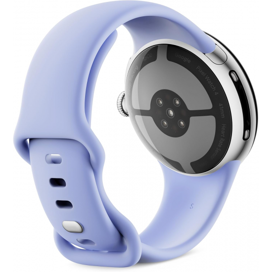 Google Pixel Watch 4 Wi-Fi (41mm) - Aluminiumgehäuse in Polished Silver – Sportarmband in Iris