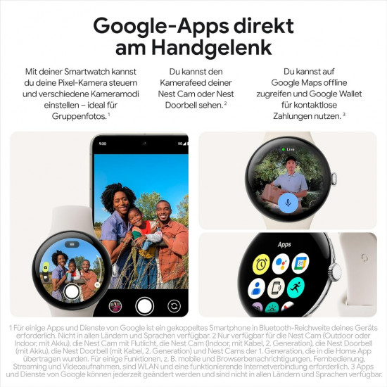 Google Pixel Watch 3 Wi-Fi (45mm) - Polished Silver Aluminium Case/Porcelain Active Band
