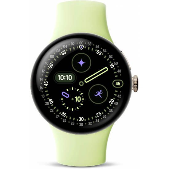 Google Pixel Watch 4 Wi-Fi (41mm) - Aluminiumgehäuse in Champagne Gold – Sportarmband in Lemongrass