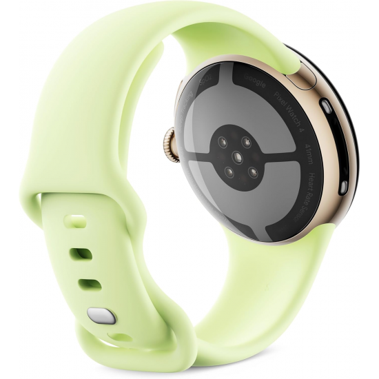 Google Pixel Watch 4 Wi-Fi (41mm) - Aluminiumgehäuse in Champagne Gold – Sportarmband in Lemongrass