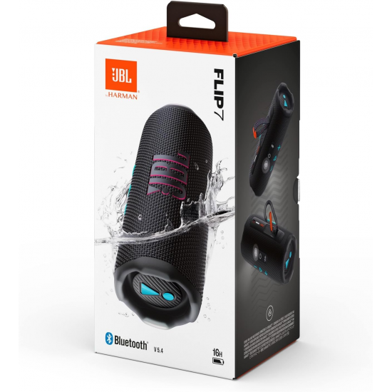 JBL Flip 7 Tragbarer Bluetooth-Lautsprecher - Schwarz