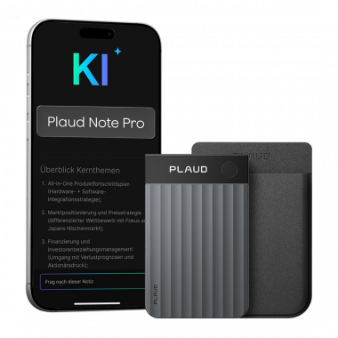 Plaud Note Pro KI Digitales Diktiergerät Aufnahmegerät mit KI Schreibfunktion und Zusammenfassen Voice Recorder Multimodale - Schwarz