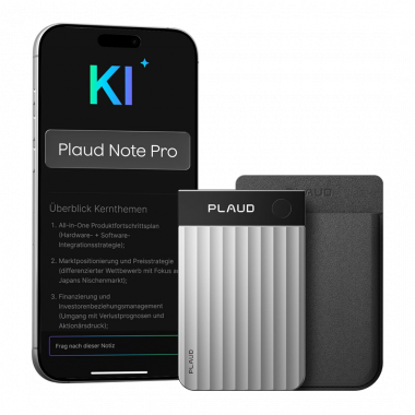 Plaud Note Pro KI Digitales Diktiergerät Aufnahmegerät mit KI Schreibfunktion und Zusammenfassen Voice Recorder Multimodale - Silber