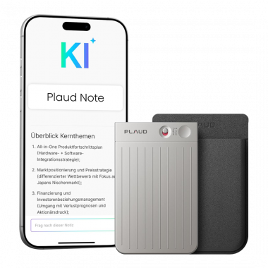 Plaud Note KI Digitales Diktiergerät mit Hülle (64 GB) - Sliber