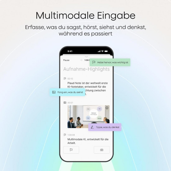 Plaud Note KI Digitales Diktiergerät mit Hülle (64 GB) - Dunkelblaue