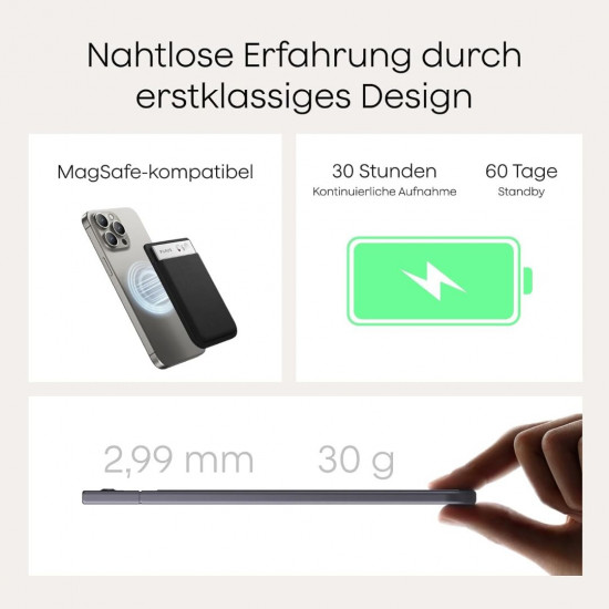 Plaud Note KI Digitales Diktiergerät mit Hülle (64 GB) - Sliber