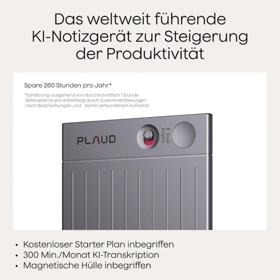 Plaud Note KI Digitales Diktiergerät mit Hülle (64 GB) - Sternenlicht