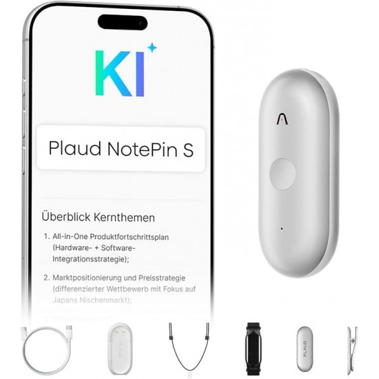 Plaud NotePin S Diktiergerät mit taktiler Aufnahmetaste - Mondsliber