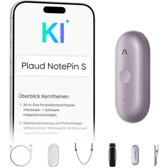 Plaud NotePin S Diktiergerät mit taktiler Aufnahmetaste- Violett