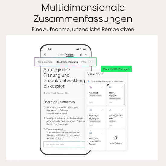 Plaud NotePin S Diktiergerät mit taktiler Aufnahmetaste - Mondsliber
