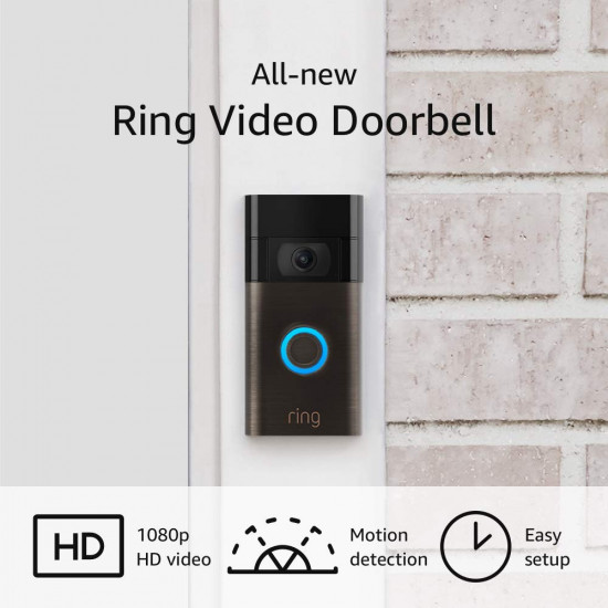 All-new Ring Video Doorbell (2020) - 080p HD Video - Schwarz
