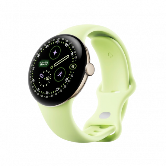 Google Pixel Watch 4 Wi-Fi (41mm) - Aluminiumgehäuse in Champagne Gold – Sportarmband in Lemongrass