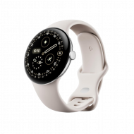 Google Pixel Watch 4 Wi-Fi (45mm) - Aluminiumgehäuse in Polished Silver – Sportarmband in Porcelain